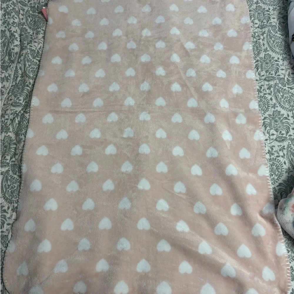 Plush Kids Blanket - Pink, White & Floral Set